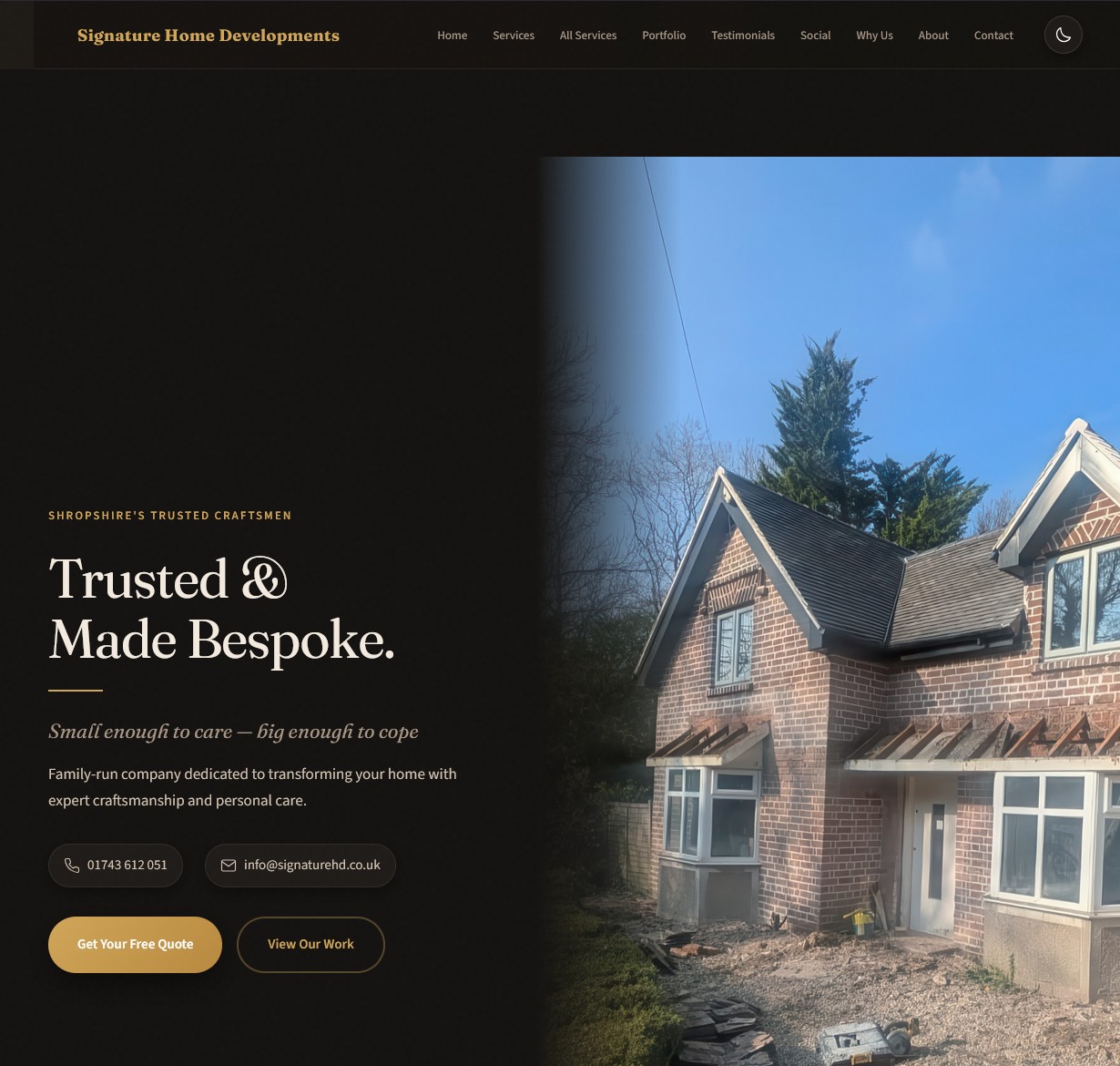 Signature Home Developments website screenshot